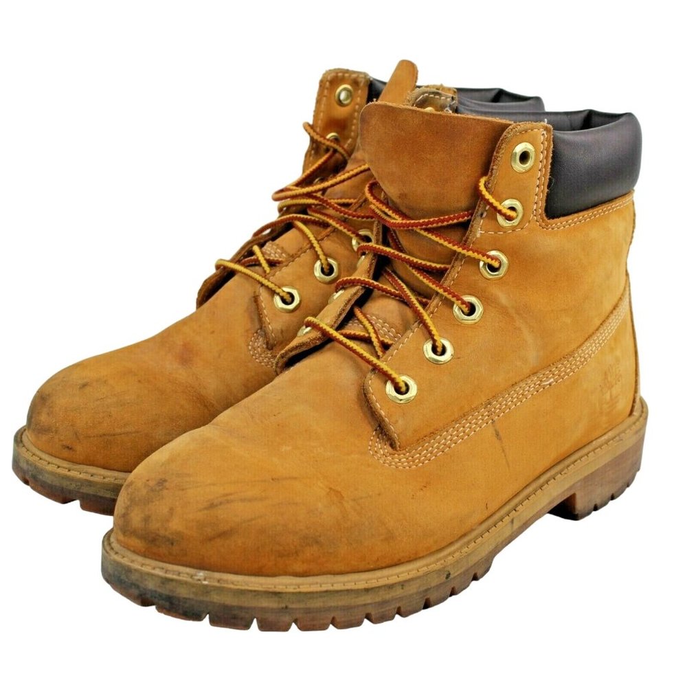 Timberland Youth Size 4.5 M Waterproof Leather Wheat Classic 6 inch Work Boots - Picture 2 of 7